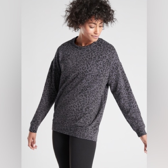 Athleta PURE LUXE LEOPARD PRINT SWEATSHIRT - Picture 1 of 10